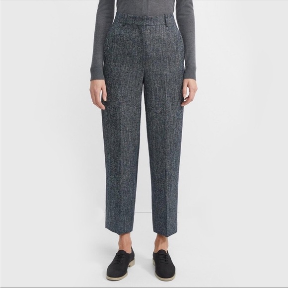 Theory HW Straight Pant In Navy Tweed NWT Size 8